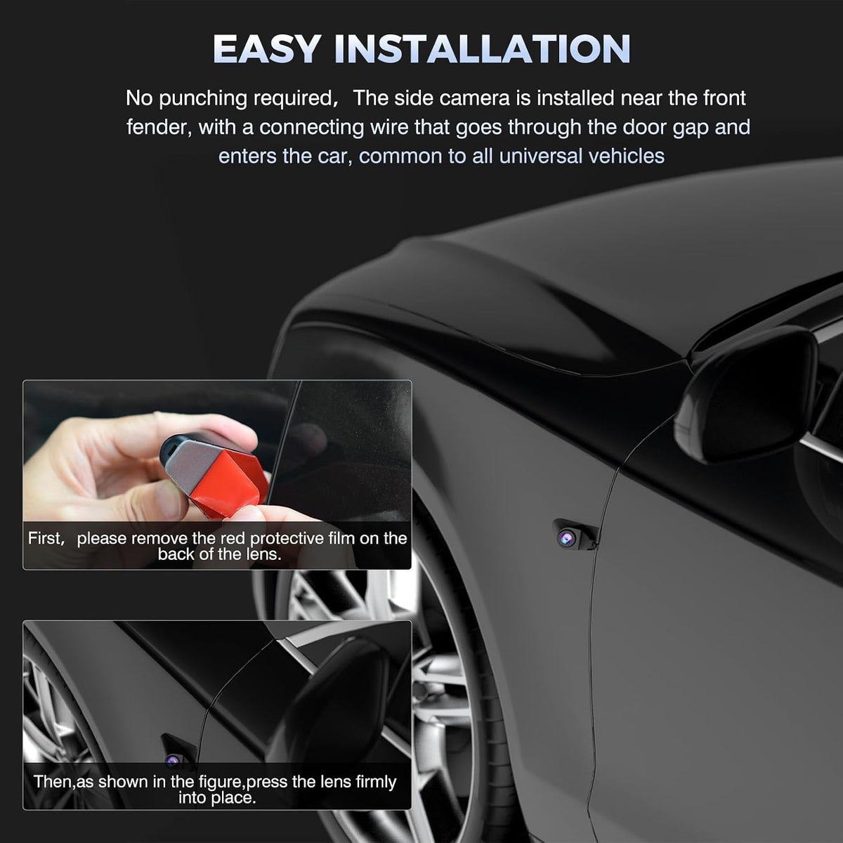 360° View 4 Channel Mirror Dash Cam Detached Side Camera for Cars