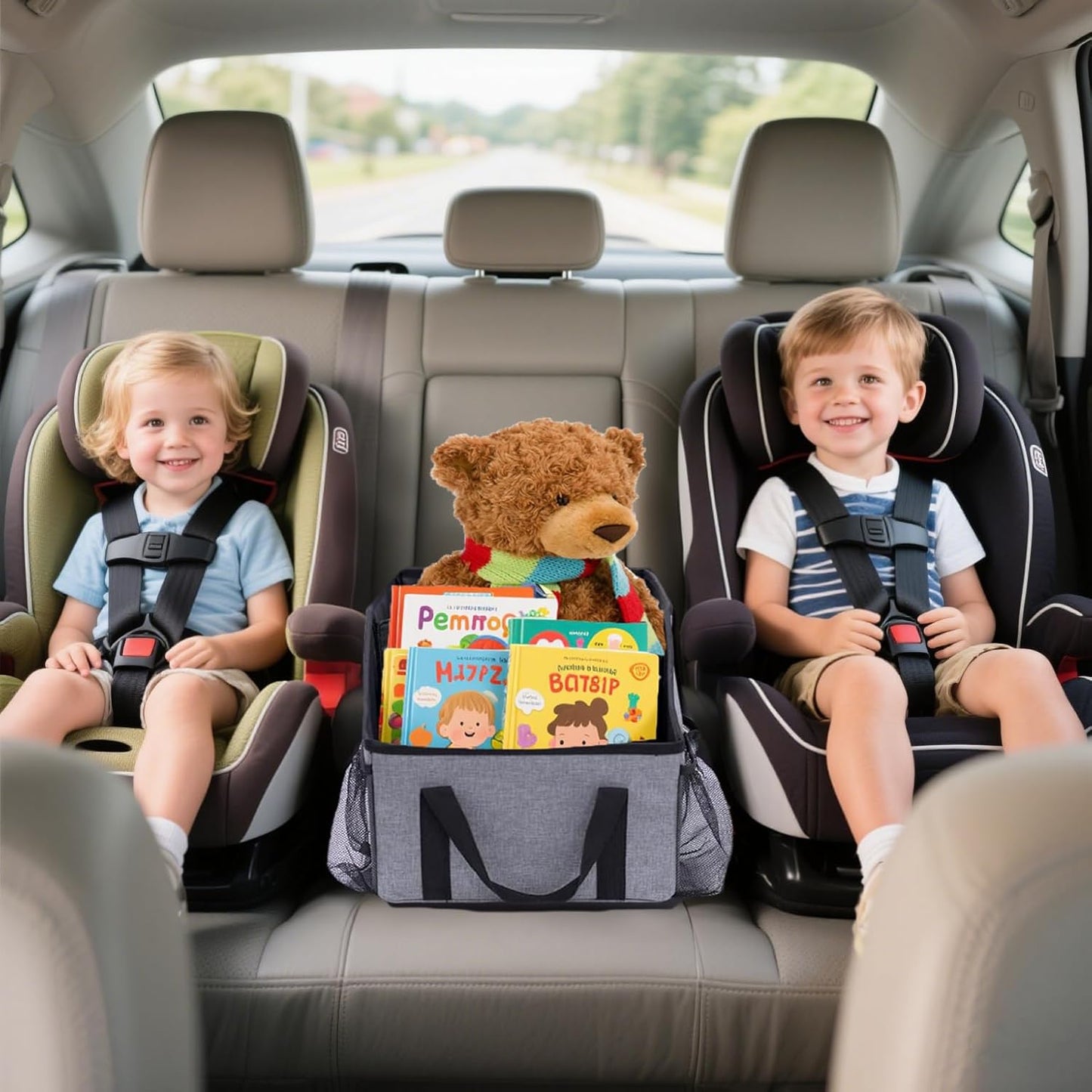 Smof Car Organizer- Car Seat Organizer for Front Seat Back Seat Between Seats, Foldable Car Storage Organizer for Kids Adults with Multi-Pockets-Car Organizers Backseat with Detachable Divider-Gray