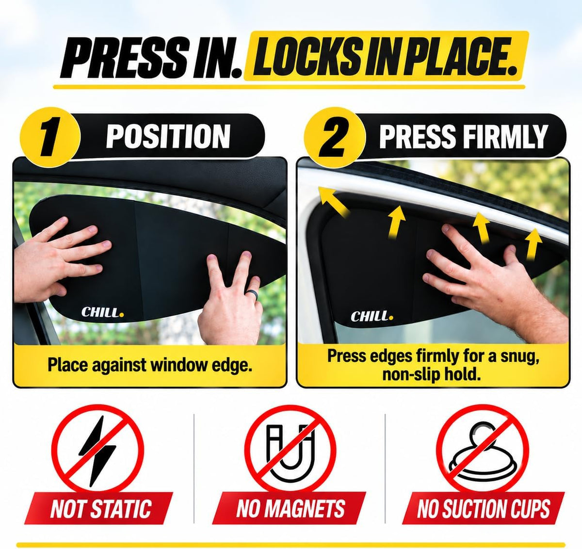CHILL Sunshade Car Window Shades for Side Window, Perfect for Driver's car Sun Shade Side Window, Easy On and Off, Foldable Plastic (1)