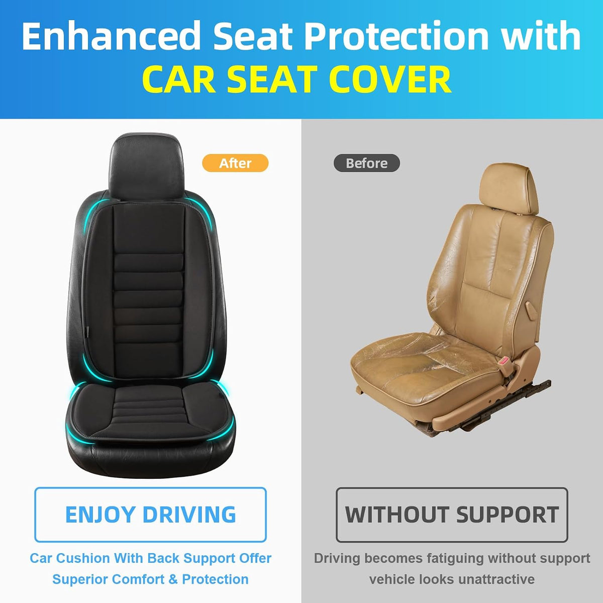 Lofty Aim Car Seat Cushion with Back Support Pillow, Driver Seat Cushion