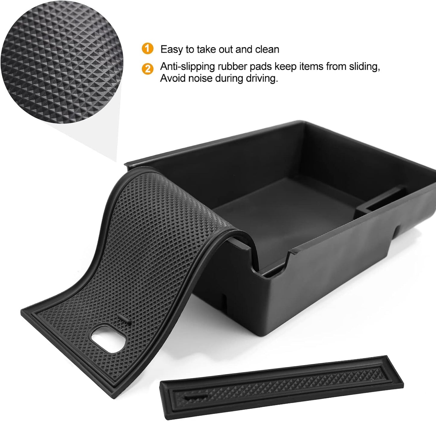 Compatible with Kia Sportage 2026 2025 2024 2023 Accessories NQ5 Car Interior Center Console Organizer Armrest Storage Box Armrest Cover Insert Tray -Black