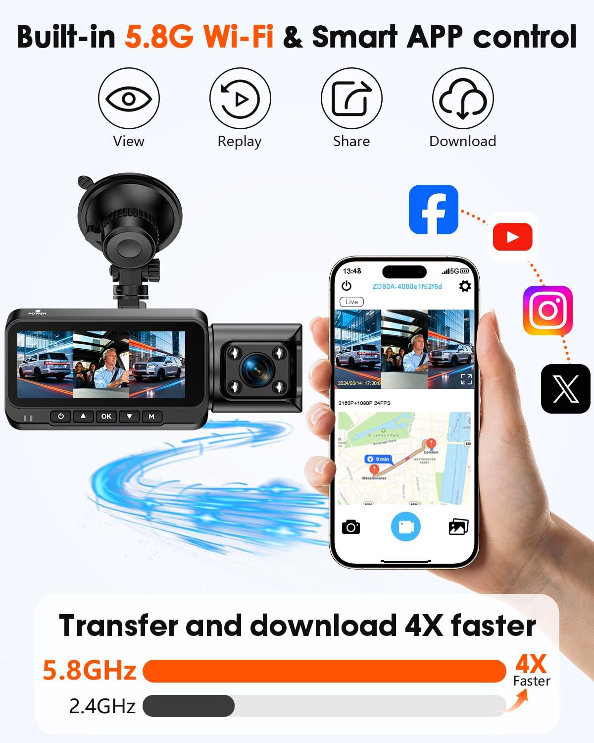 3 Channel Dash Cam, Dash Cam Front Rear Inside, Car Camera for Rideshare