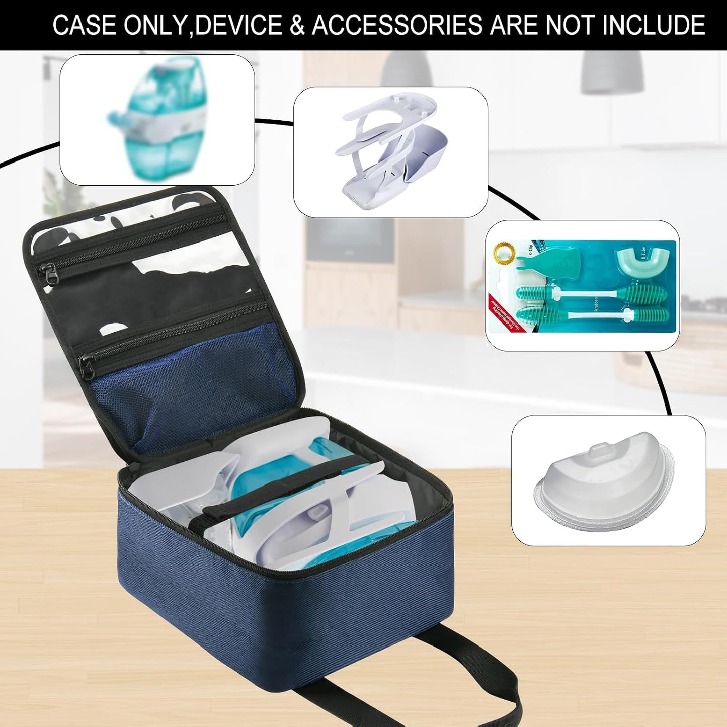 Beautyflier Nose Cleaner Storage Bag, Travel Storage Organizer for Navage Nasal Irrigation System, Countertop Caddy Portable Neti Pot Carrying Case, Protective Nose Cleaner Bag with Handles(Bag Only)
