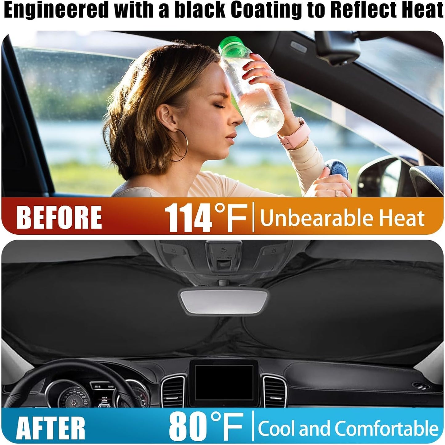 Red Eyes Car Windshield Sun Shade Foldable Sunshade Front Window Cover Sun Visor Protector Accessories (59x27.5 inches)