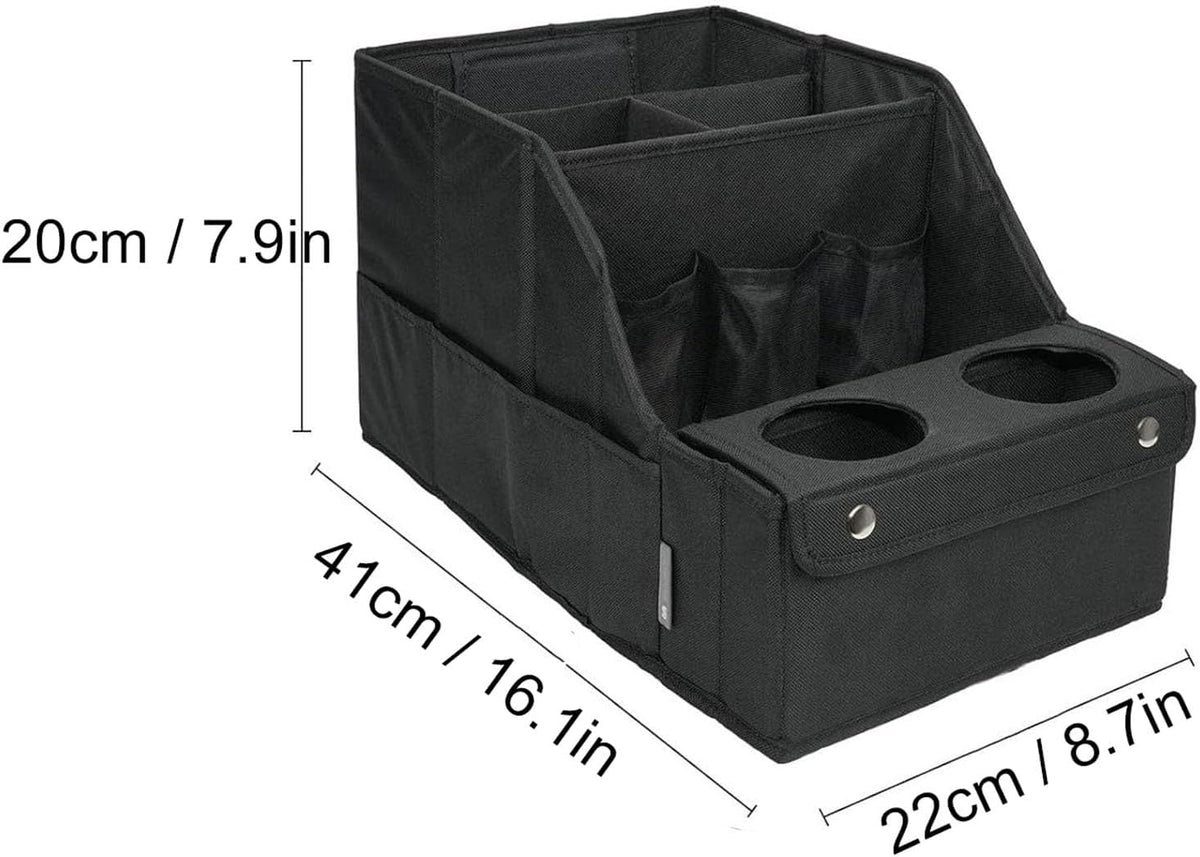 Car Seat Organizer Backseat Storage Box with 5 Main Pouches 4 Mesh Pockets 2 Cup Holders for Travel Kids Toys Snacks Books