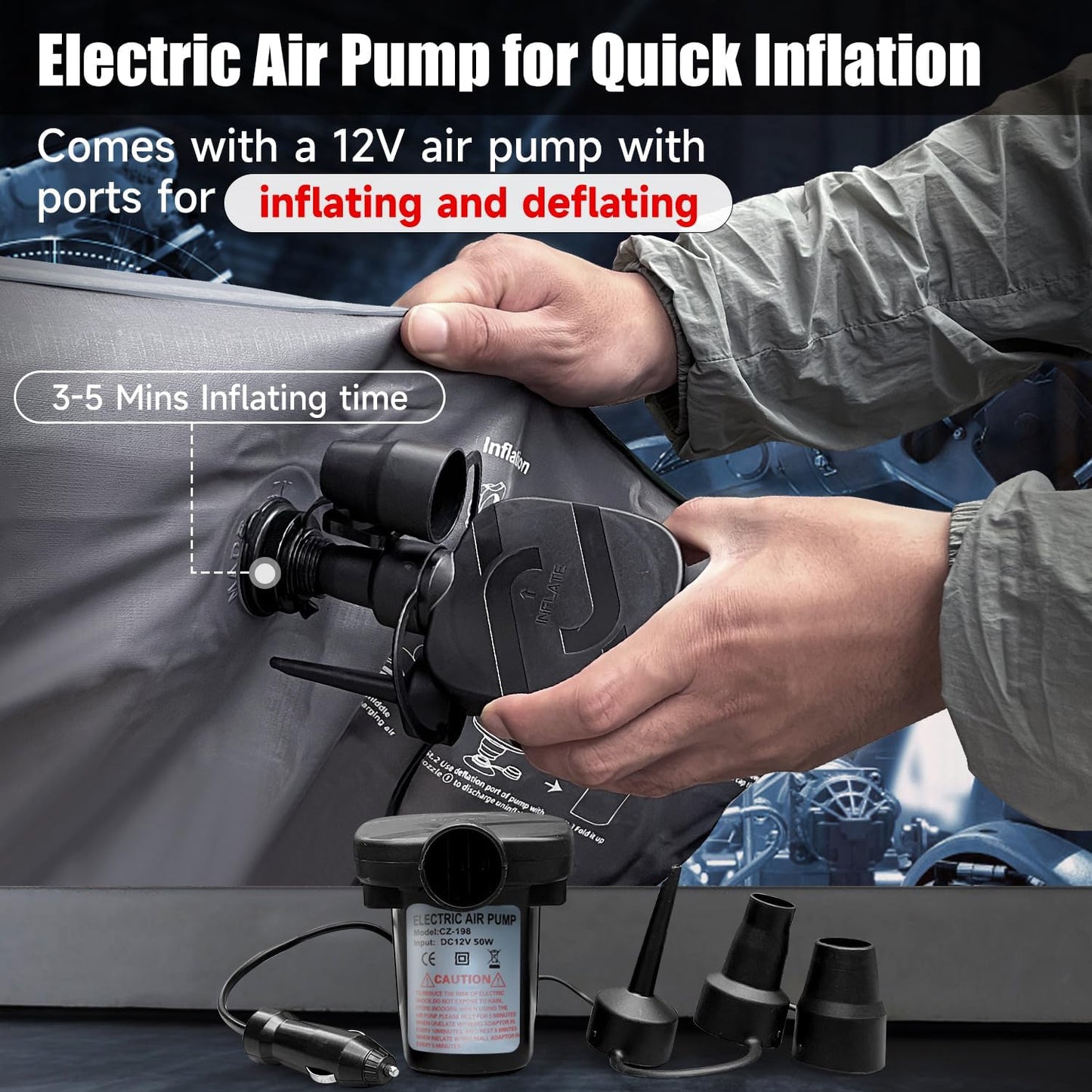 Car Air Mattress, Inflatable SUV Truck Camping Mattress for Back Seat, Thickened Travel Car Bed Sleeping Pad with Air Pump 2 Pillows