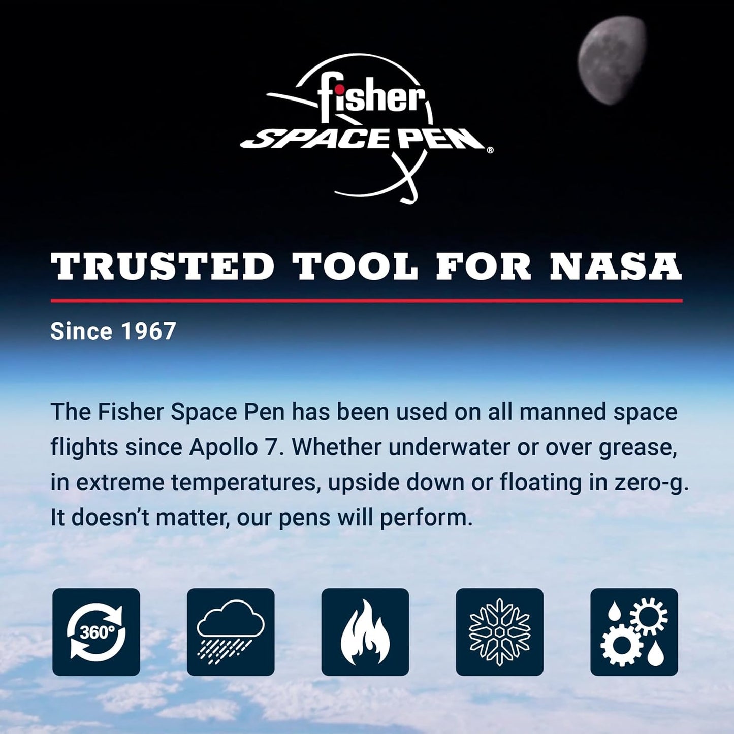 Fisher Space Pen Matte Black Pressurized Ballpoint Bullet Pen, Gift Box | Compact Size, Writes Upside Down and in Extreme Temperatures, Black Ink, Medium Point, Pocket Clip, Made in the USA