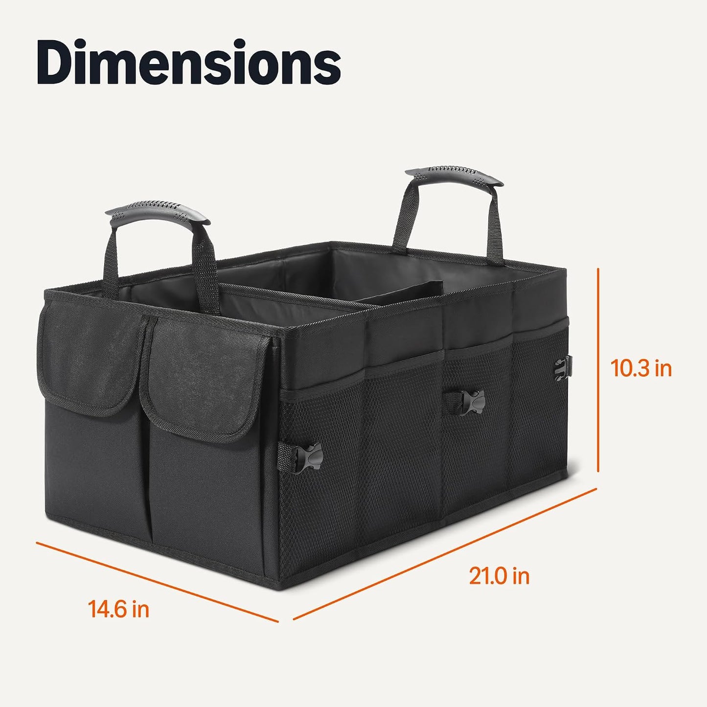 Amazon Basics Trunk Organizer for Car, Multi-Compartment Car Storage, Foldable, 13.5 Gallon, Black