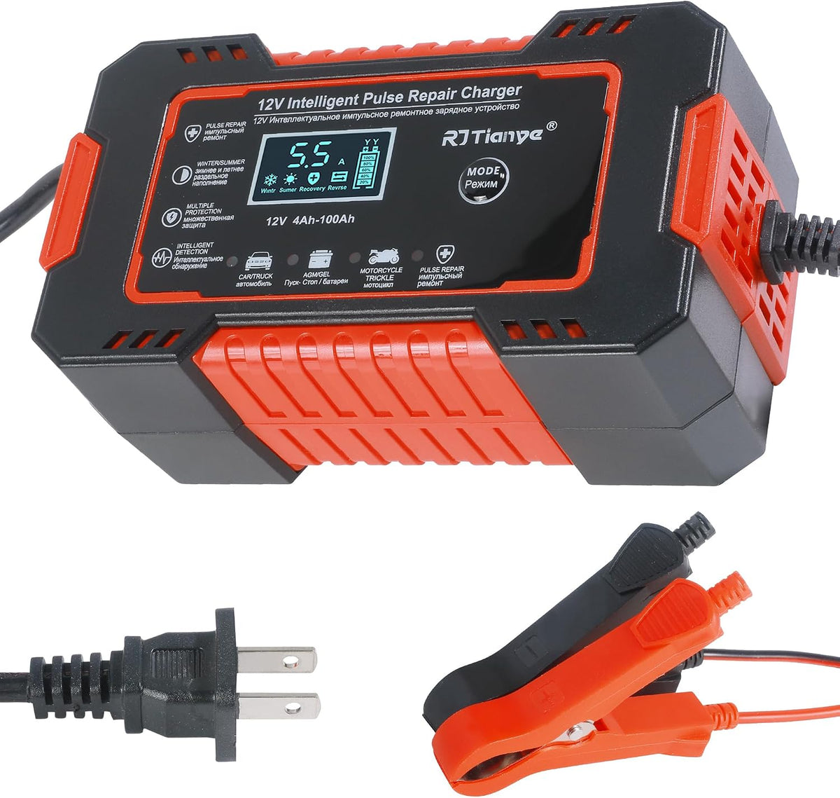 Car Battery Charger,Car Accessories Universal Portable 12V 6A Automatic Smart Battery Trickle Charger with LCD Display,Automotive Tool,Suitable for Most Cars,SUVs,MSedans,Trucks,Minivans (Blue)