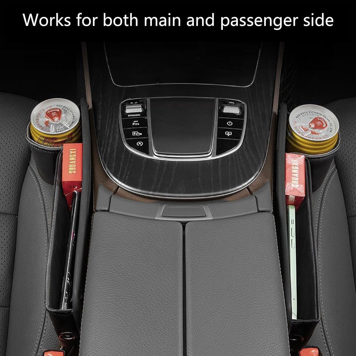 1 Pack Car Seat Gap Filler Organizer, Car Seat Organizer, Seat Gap Storage Box with Cup Holders for Drink, Car Leather Cup Holder Gap Bag Front Seat for Phone, Sunglasses,Keys(Right Side)