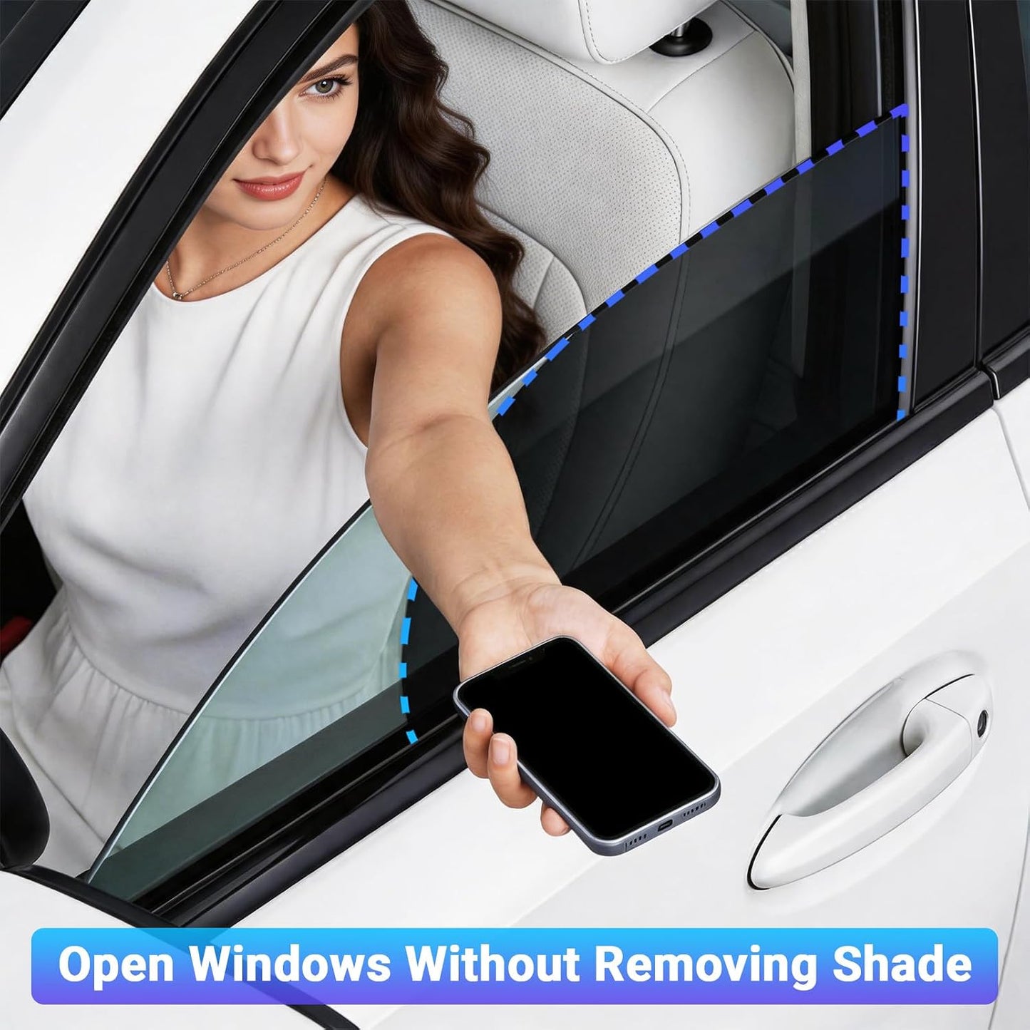 Car Window Shade Static Cling, Roll Windows Down for Driver, 2 Pack | Car Window Covers with 99% UV Block | No Glue No Residue |Driver Protection, Car Shades for Side Windows, Fit for Most Cars