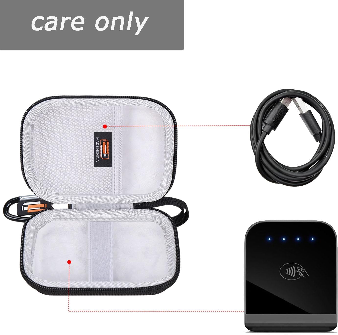 Carrying Case Compatible with Shopify Tap & Chip Card Reader 5299, POS Hardware Holder for Square Systems, Storage Box for Mobile Wireless Sale Credit Cards Swiper Device (Case Only)