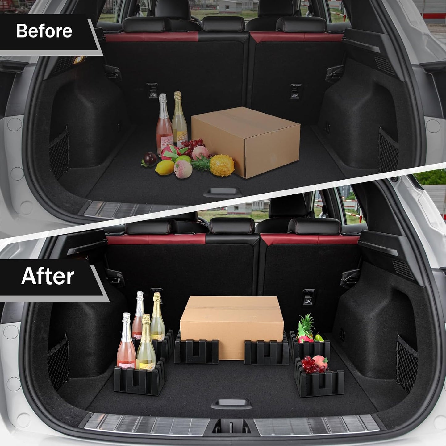 12 Pack Car Trunk Organizer Blocks for Back of SUV Multipurpose Car Storage Organizer Blocks Trunk Divider Available to Wool Carpet for Truck SUV Van Cargo