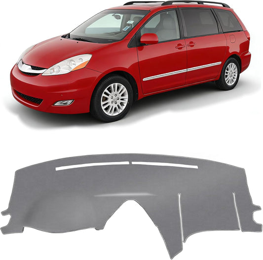 KUST Gray Dash Cover Compatible with Toyota Sienna 2004-2010 Dashboard Cover Accessories for Sienna Non-Slip Polyester Dashboard Mat Custom Fit Center Console Sunshield Protector No Glare