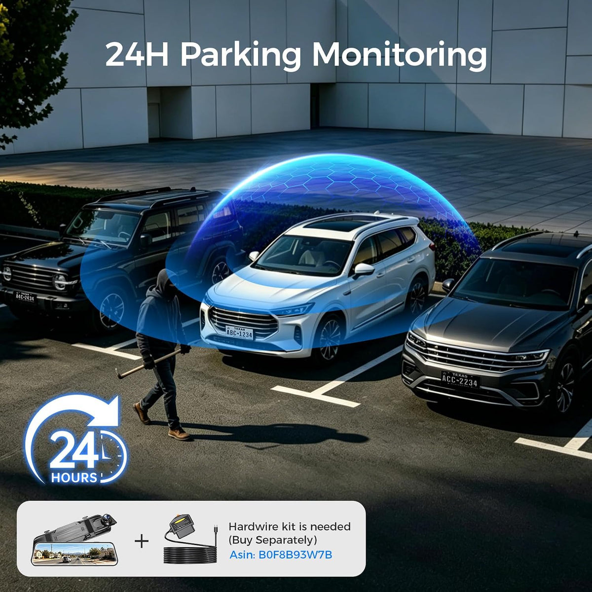 4K Mirror Dash Cam, Rear View Mirror Camera 10'', FHD Full Touch Screen