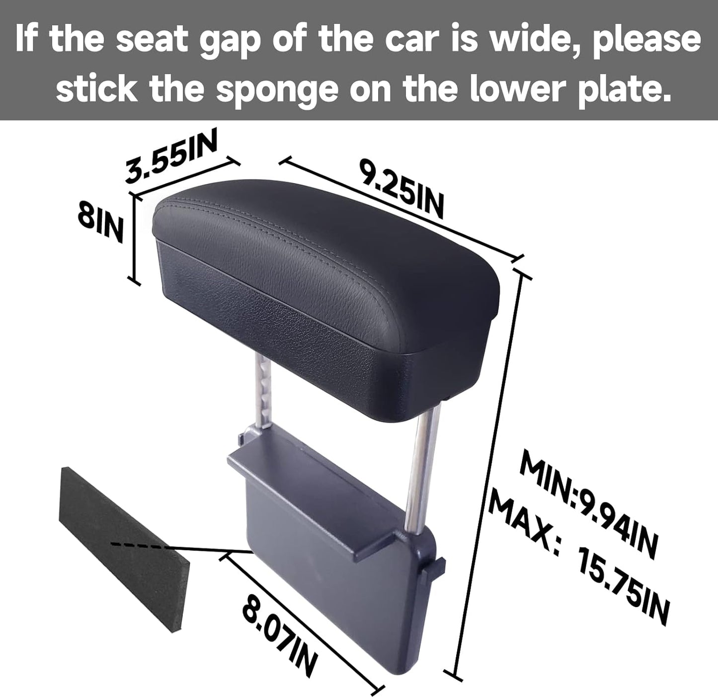 Car Armrest Storage Box, Car Seat Gap Filler Organizer, Car Organizers and Storage, Arm Rest for Car, Forearm Wrist Support Adjustable Armrest for Most Car Models (Black)