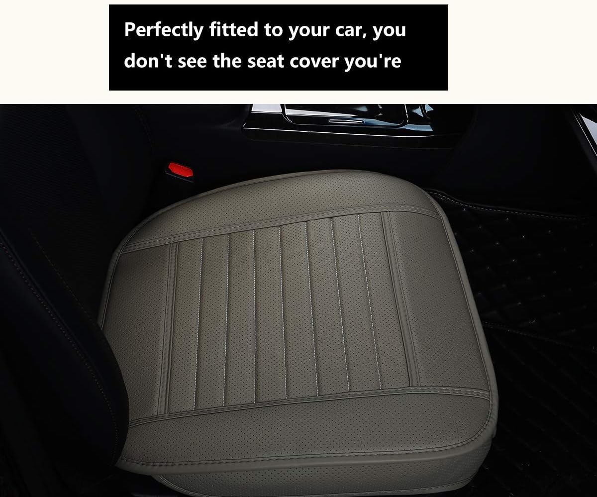 Car Seat Protector PU Leather Front Car Seat Cover,Single Seat Cover Without Backrest 1pcs (Gray)