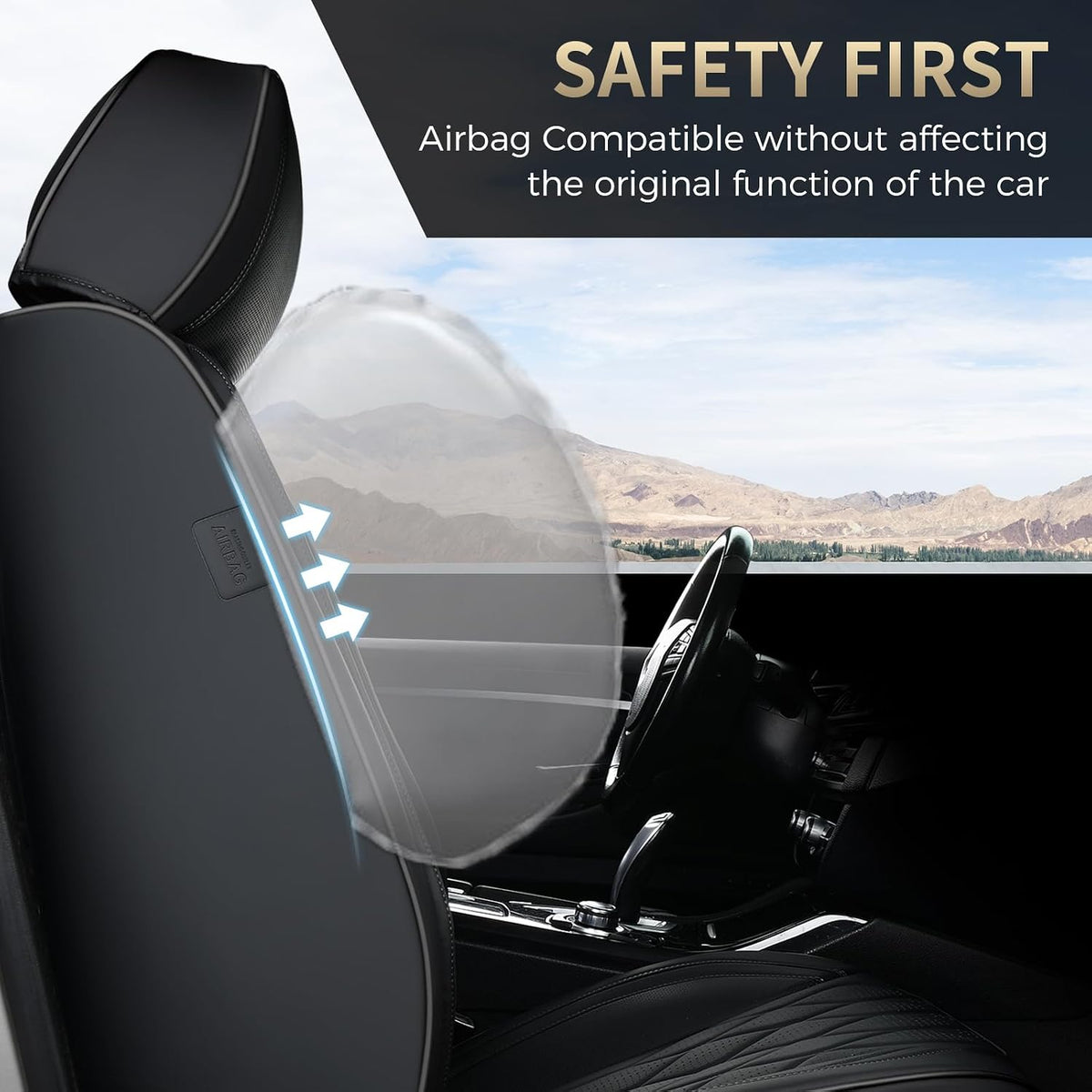 FLORICH Seat Covers Front Seats Leather Car Seat Cover Waterproof Automotive Seat Covers with Lumbar Support Full Coverage Car Seat Cushion Protector Universal Fit for Most Cars Trucks SUV, Black