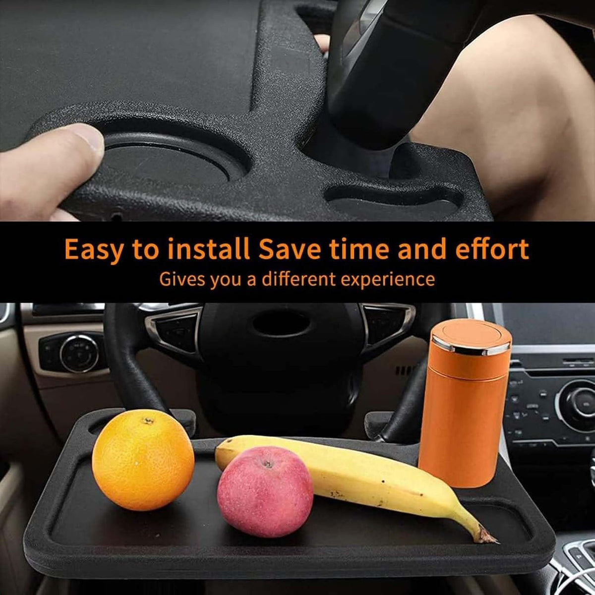 1 Pack Steering Wheel Desk for Toyota RAV4 2019-2026, Car Eating Tray Table Portable Laptop Mount Auto Travel Accessories Seat Slot Storage