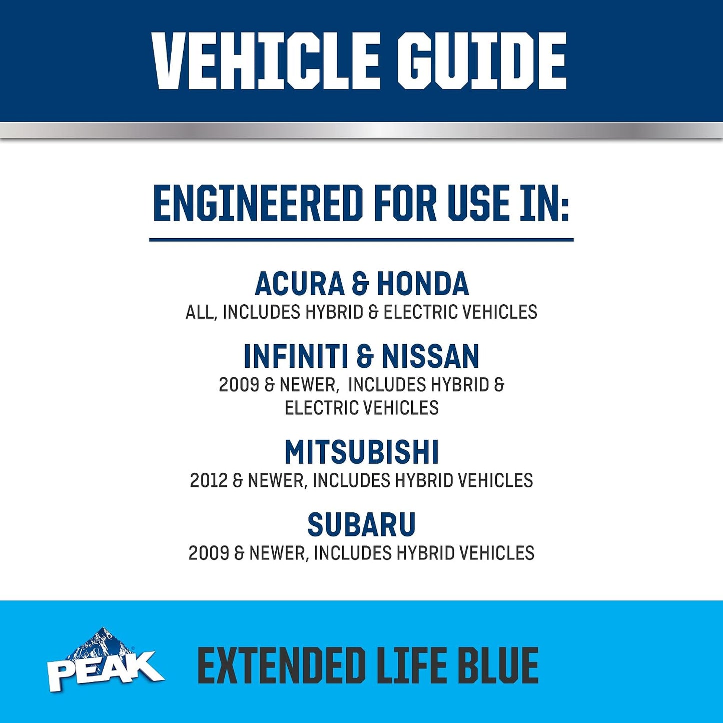 PEAK OET Extended Life Blue 50/50 Prediluted Antifreeze/Coolant for Asian Vehicles, 1 Gal.