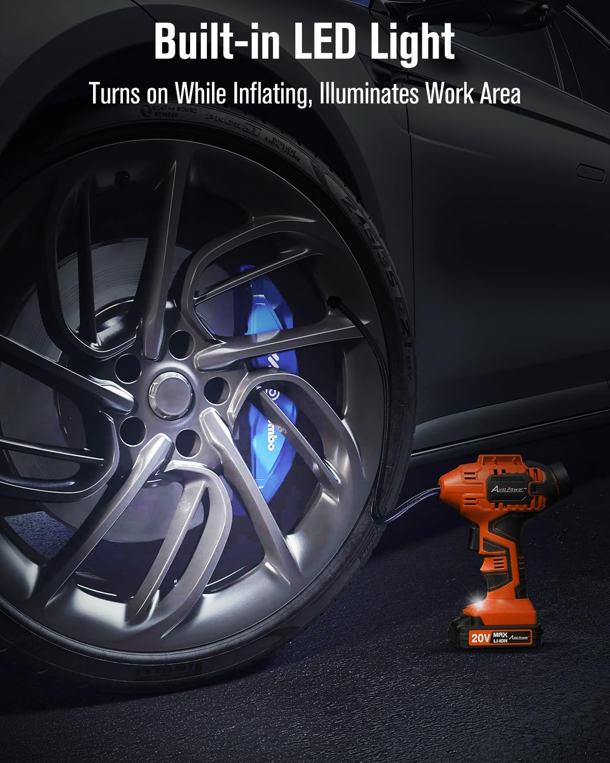 AVID POWER Cordless Tire Inflator Portable Air Compressor 20V Auto Shut-Off