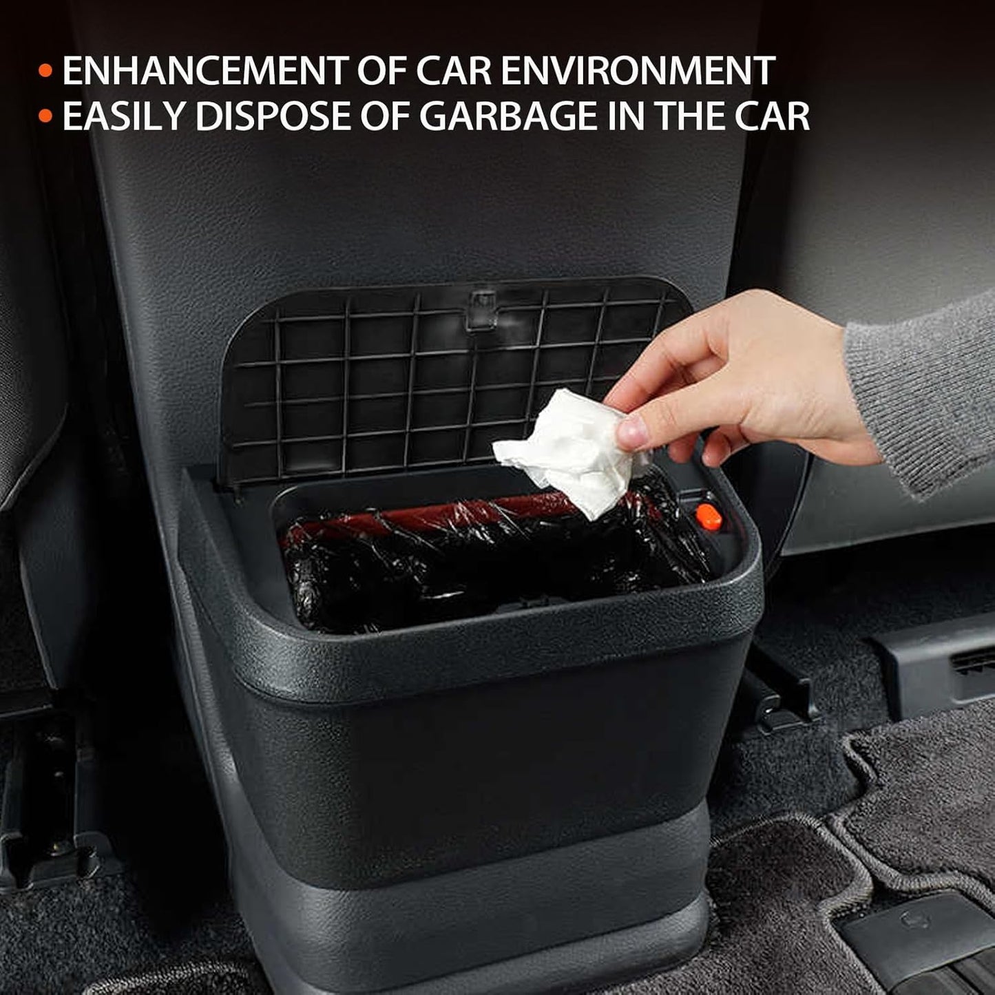 PACEWALKER Car Trash Can for Toyota Sienna 2024 2023 2022 2021 Modification Waterproof in- Trash can for Toyota Sienna 2021-2024 Accessories Black