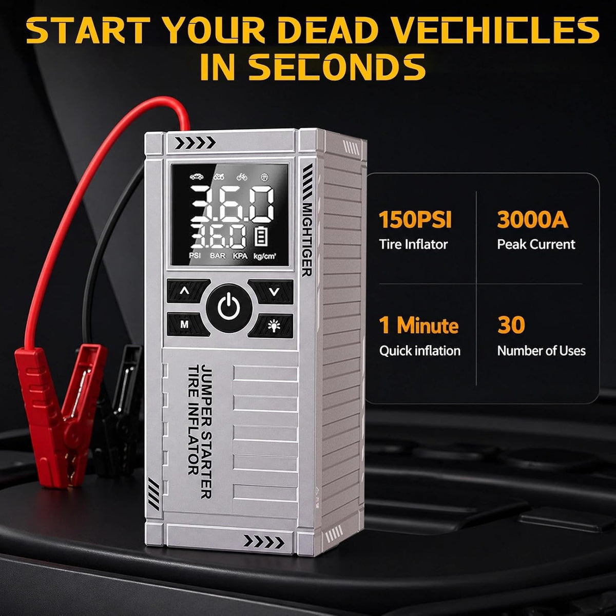 3000A Car Battery Jump Starter with Air Compressor