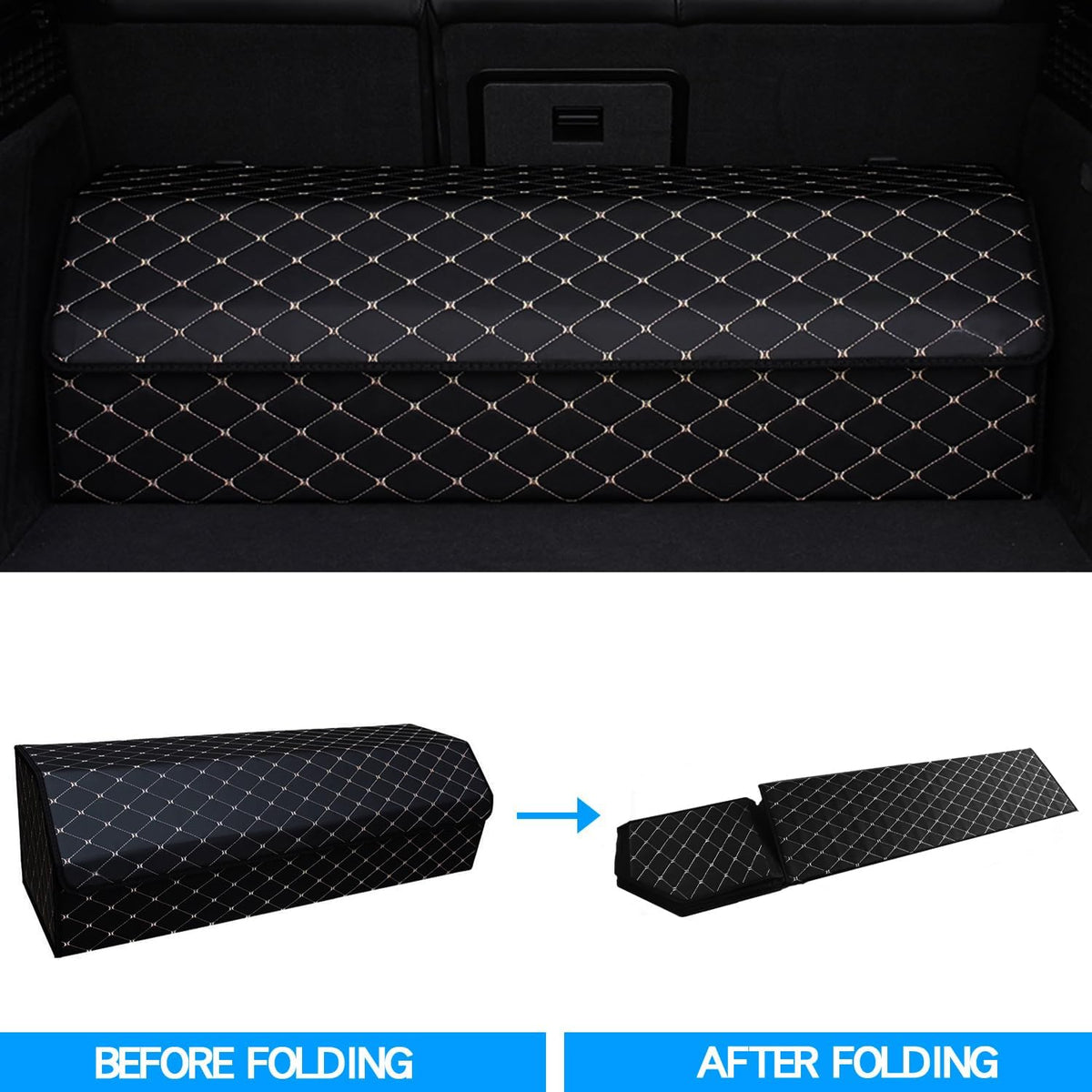 Car Trunk Organizer for Buick Enclave - Custom Fit,4-Layer Cover,Leather,Large Space Outdoor Trunk Organizer,All-Season Use for Buick Enclave 2008-2017