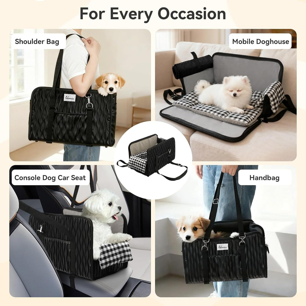 Center Console Dog Car Seat - Portable Armrest Booster Car Seats for Small Dogs, Detachable Washable Pet Carriers Puppy Essentials- Support Pet Up to 11lbs