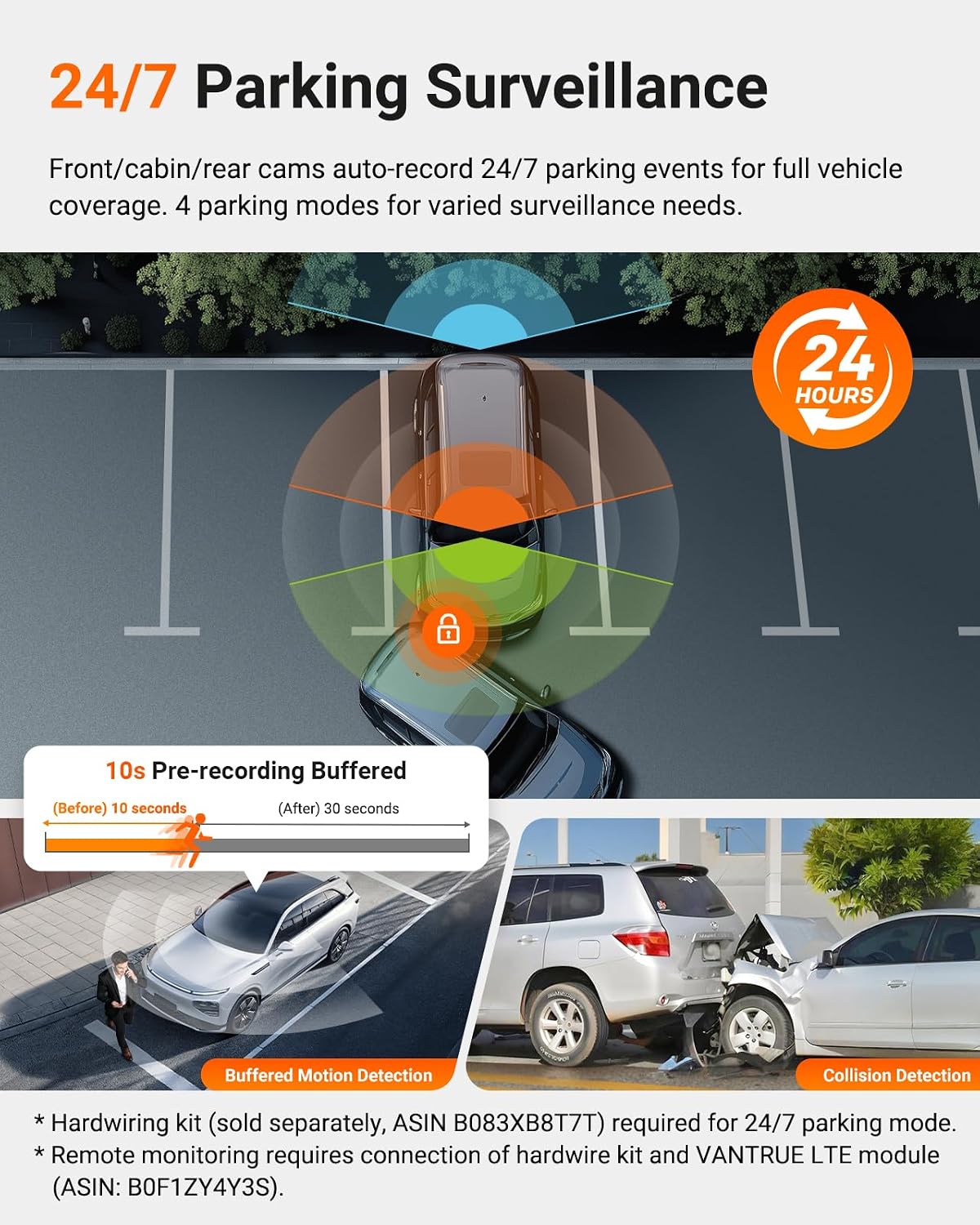 Vantrue N4 Pro S 4K 3 Channel Dash Cam, Triple STARVIS 2, IP67 Rear Camera