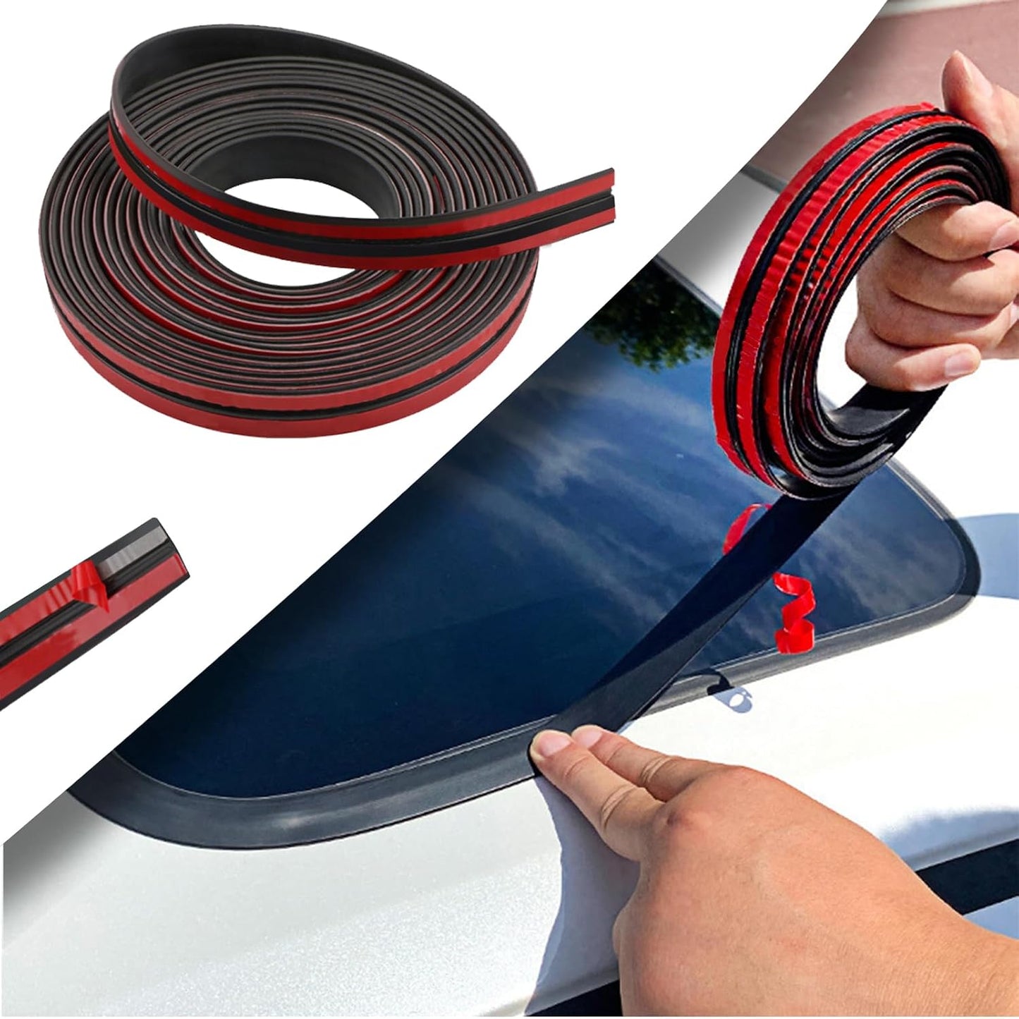 Pincuttee 2Pack Weather Stripping Seal Strip for Doors/Windows,Car Weather Stripping Adhesive,Sunroof Seal for Car/Truck/SUV Front Rear Windshield(20FT,19MM+14MM)