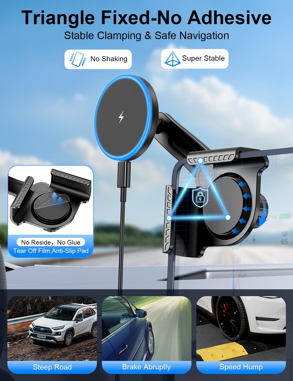 Tesla Car Mount Charger, Strong Magnetic Wireless Car Phone Holder Charger