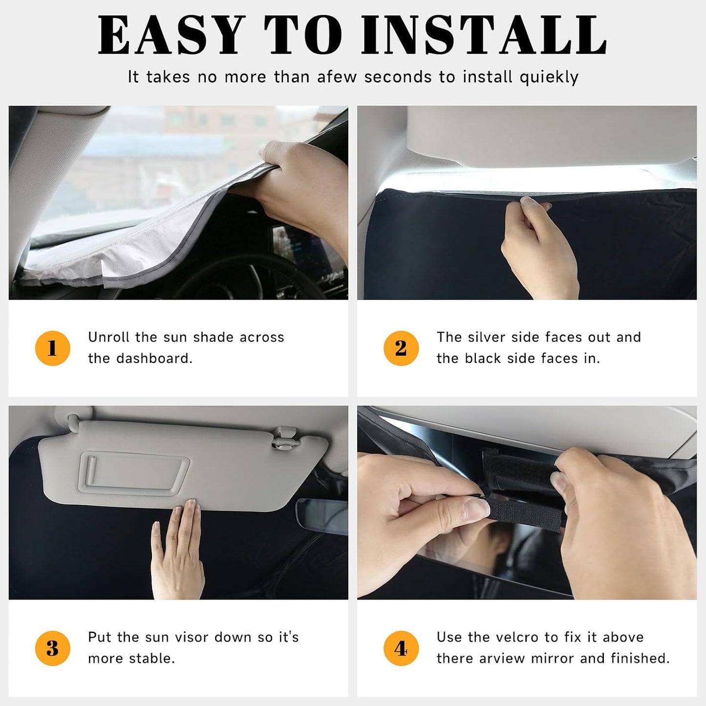 Car Windshield Sun Shade for Chevy 2014-2018 Silverado 1500 & for GMC 2014-2018 Sierra 1500 Accessories (OEM Design) Reflective Foldable Heat Insulation Sunshade for Ultimate Protection