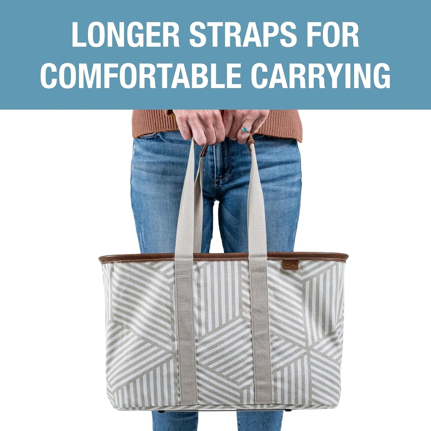CleverMade Collapsible LUXE Tote, 30L Foldable Grocery Shopping Bag, Reusable