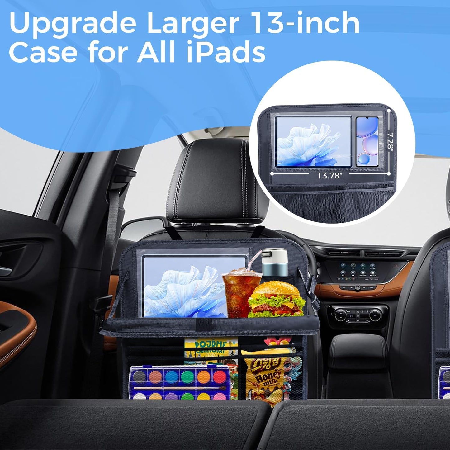 Backseat car organizer(2-Pack),9 storage pockets, car organizer with tablet holder,Car travel essentials for long trips，Car organizers and storage
