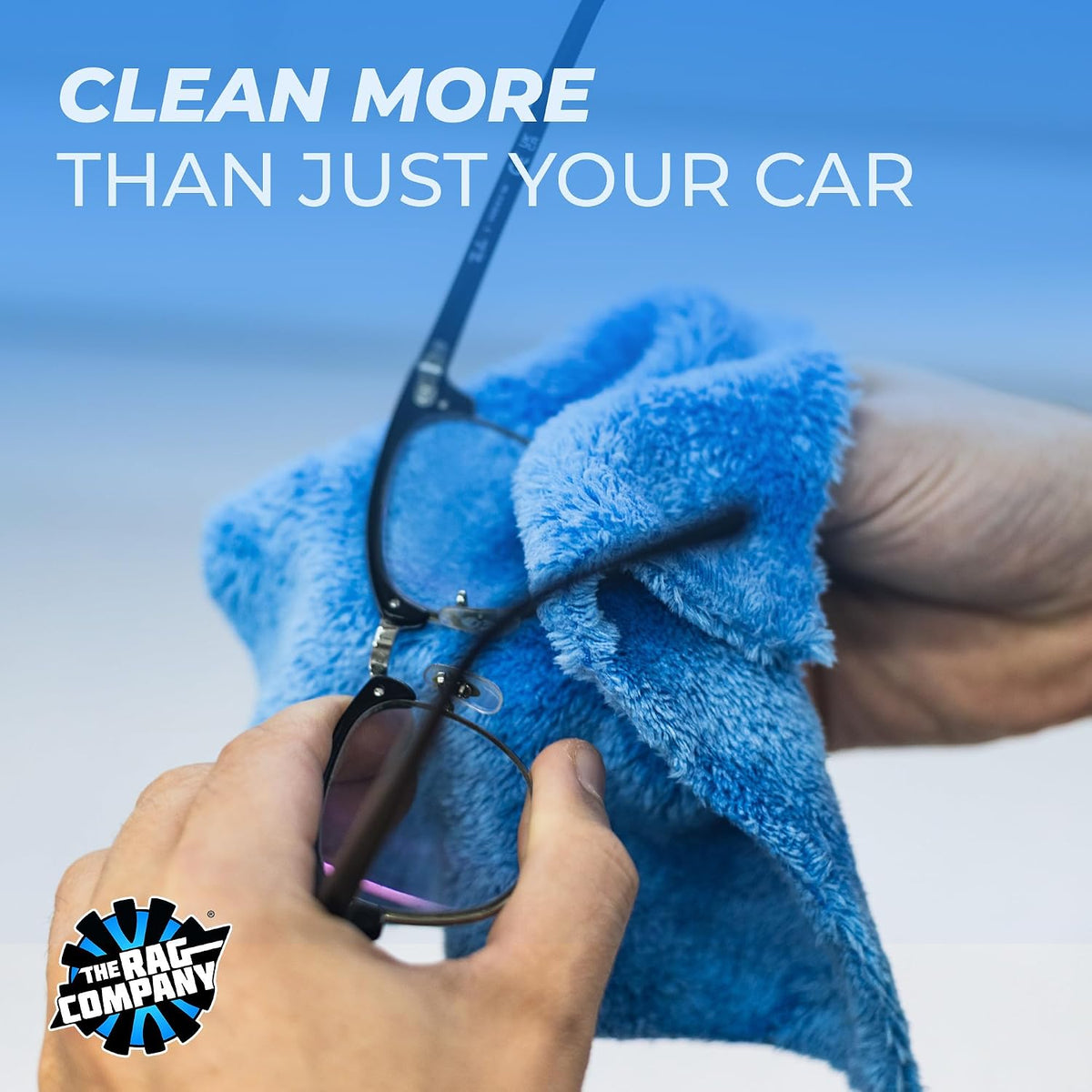 The Rag Company - The Eaglet 500 - Professional Korean 70/30 Blend; Super Plush Microfiber Detailing Towels; Perfect for Wheels, Mirrors, and More; 500GSM; 8inx8in, Blue (10-Pack)