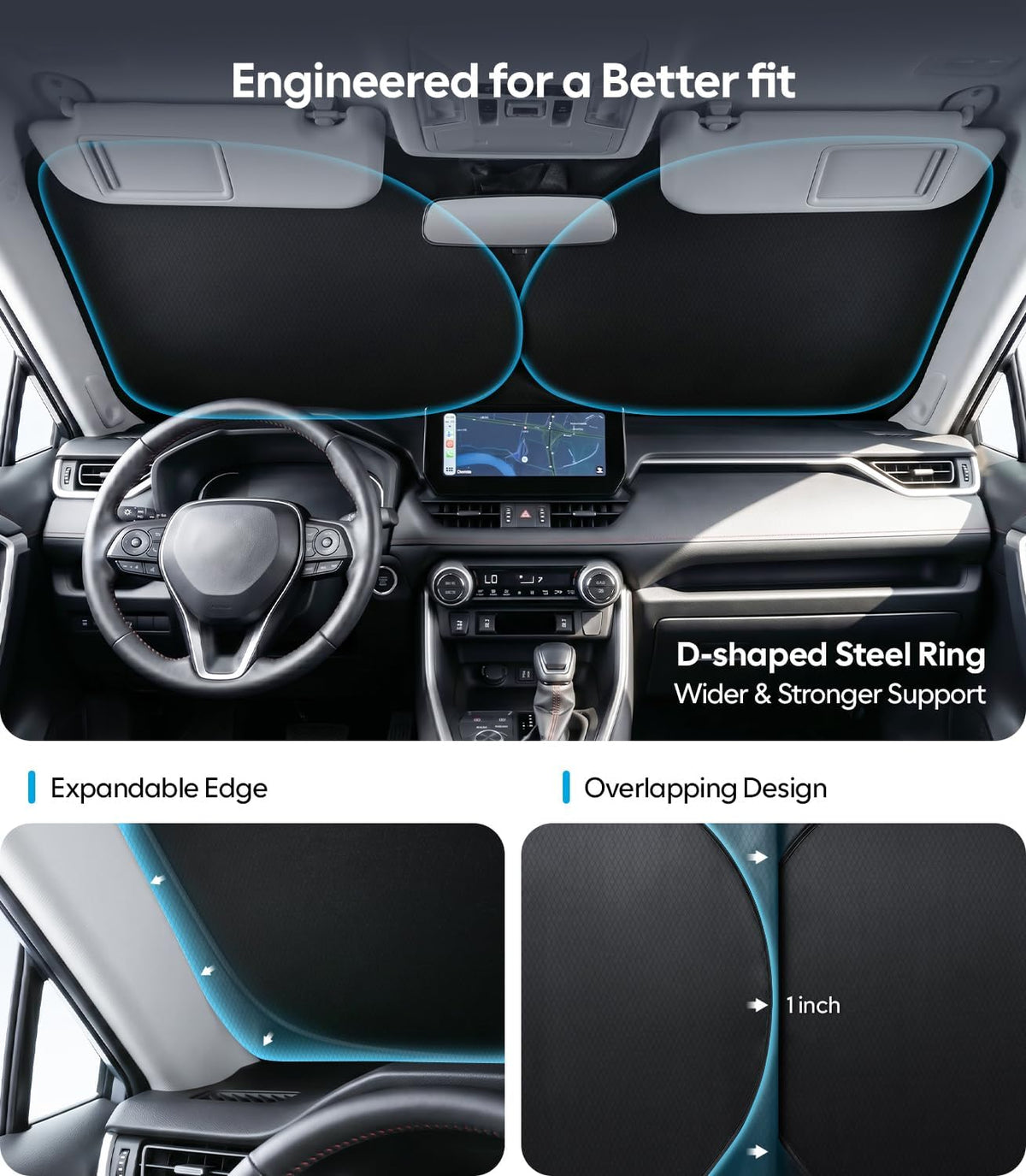 Wigoo Car Windshield Sunshade, S2(59"x33"), Foldable, Keeps Interior Cool