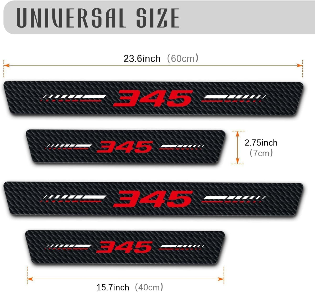 4Pcs Door Sill Plate Protectors Compatible with Dodge Challenger Durango SRT 345 Car Accessories, Carbon Fiber Leather Door Sill Stickers for Dodge 345 Auto Accessories