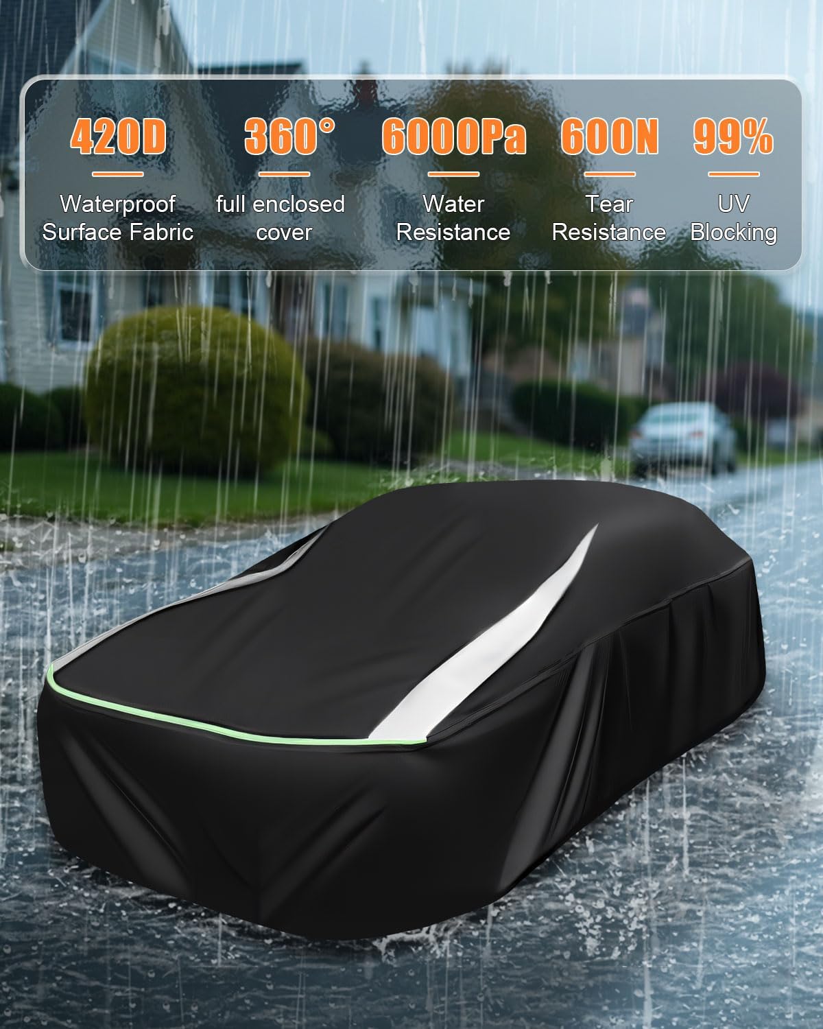 Full Enclosed Car Covers Waterproof All Weather Universal Fit Impala/El Camino/Bel Air/Biscayne,7 Series,Benz S,A8/S8,LS,CT6,Continental,Charger Daytona,Fit Sedan/Coupe Length 200''-212''
