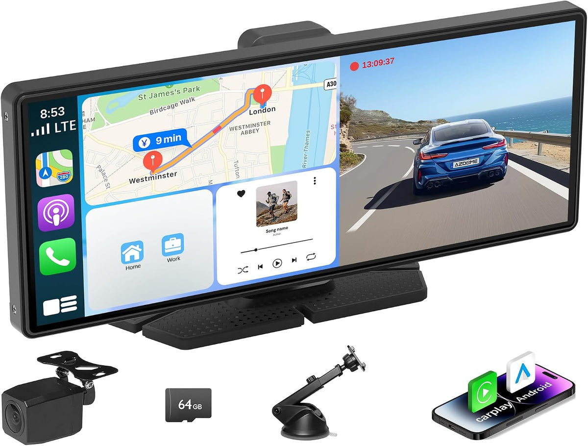 Carplay Screen for Car Portable CarPlay & Android Auto 10.26" 4K 350 Rotation Dash Cam Carplay