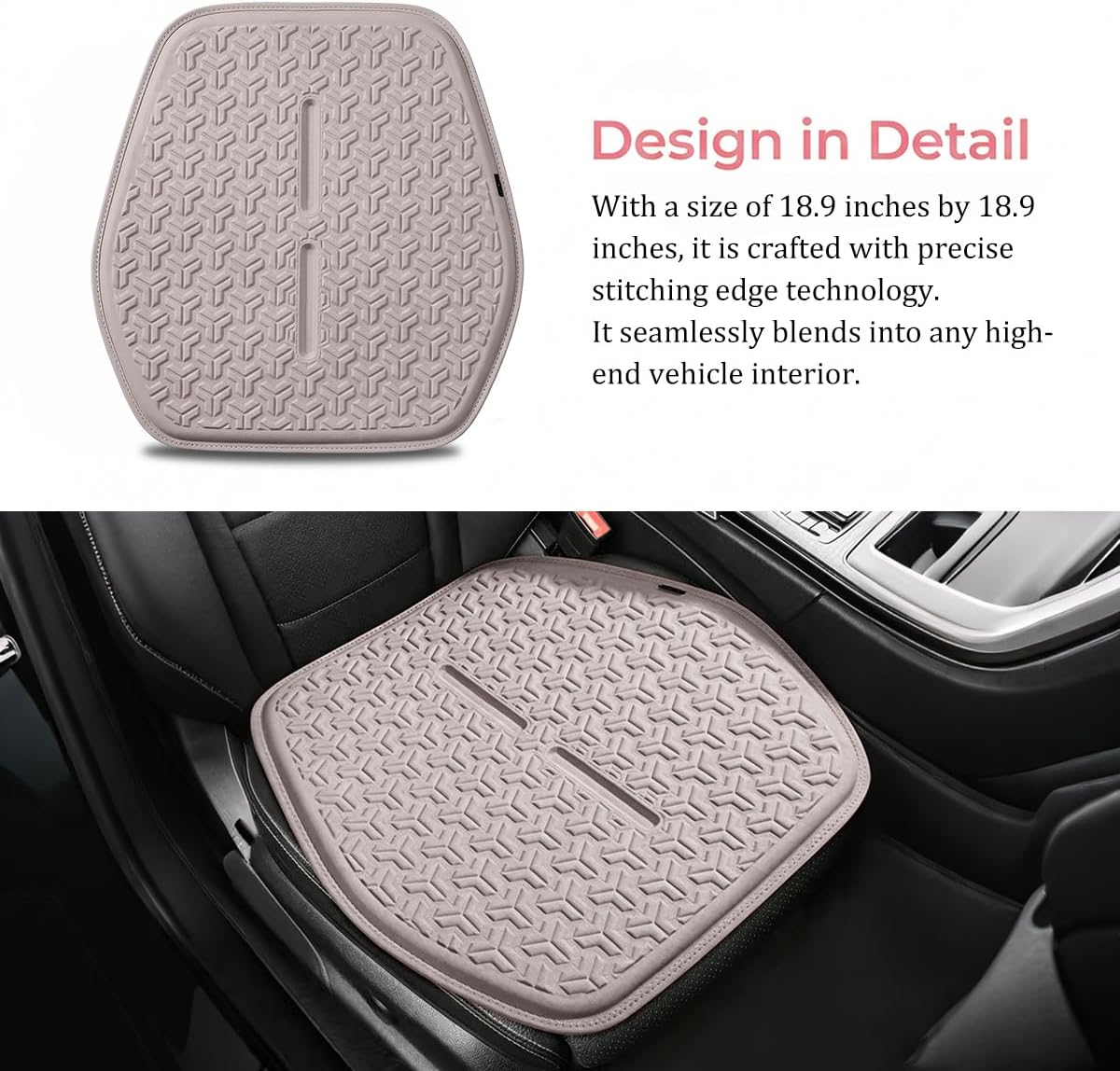 Gel Car Seat Cushion, Soft Cooling Breathable Anti-Slip Driver Seat Mat for Sciatica & Coccyx Pain Relief, Comfortable Auto Interior Chair Protector Pad, Universal Fit (Khaki)