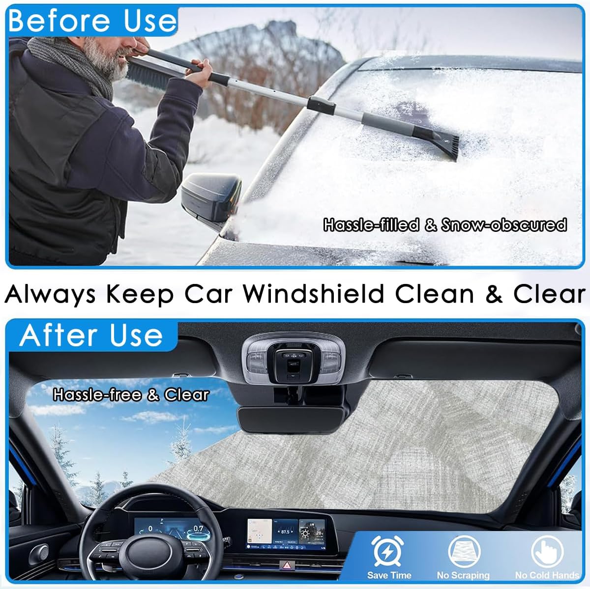Custom Photo Windshield Snow Covers, Personalized Logo Car Windscreen Case, All Seasons Sunshade Cover, Waterproof Windproof Protection Sun Frost Ice Defense, Universal for SUV Truck Sedan Van