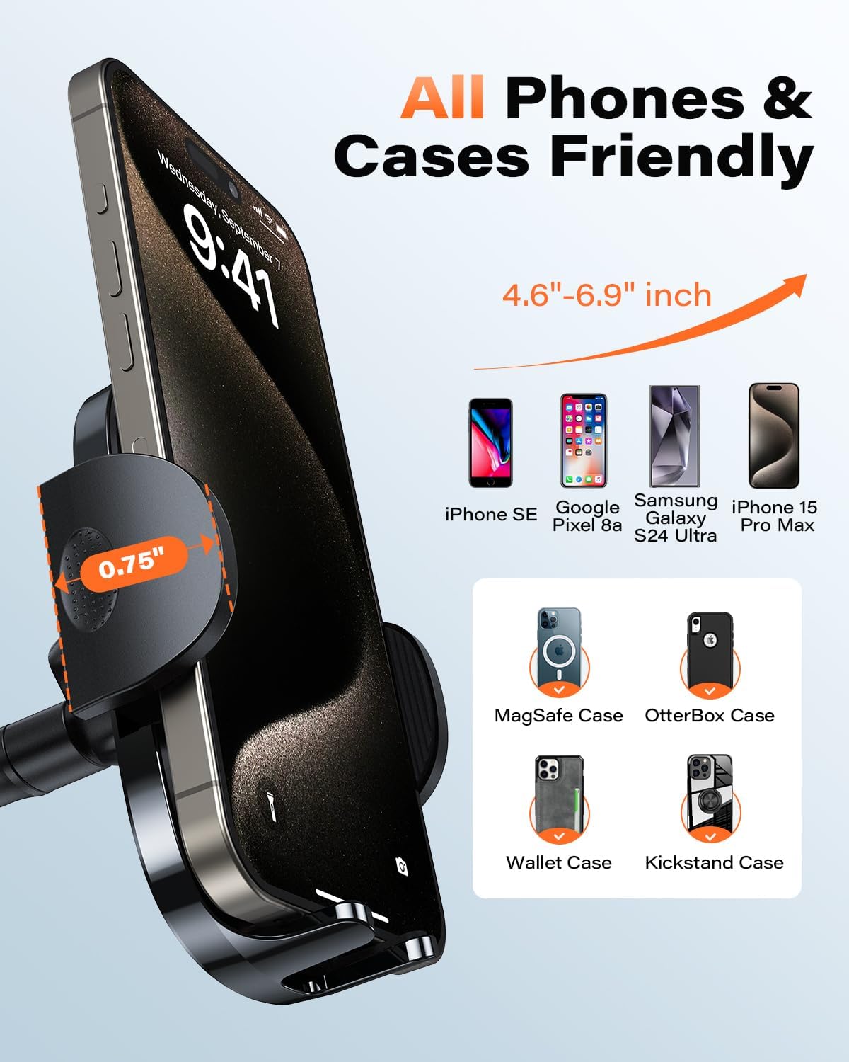 APPS2Car Gooseneck Car Phone Holder Dashboard Windshield Mount Flexible Arm
