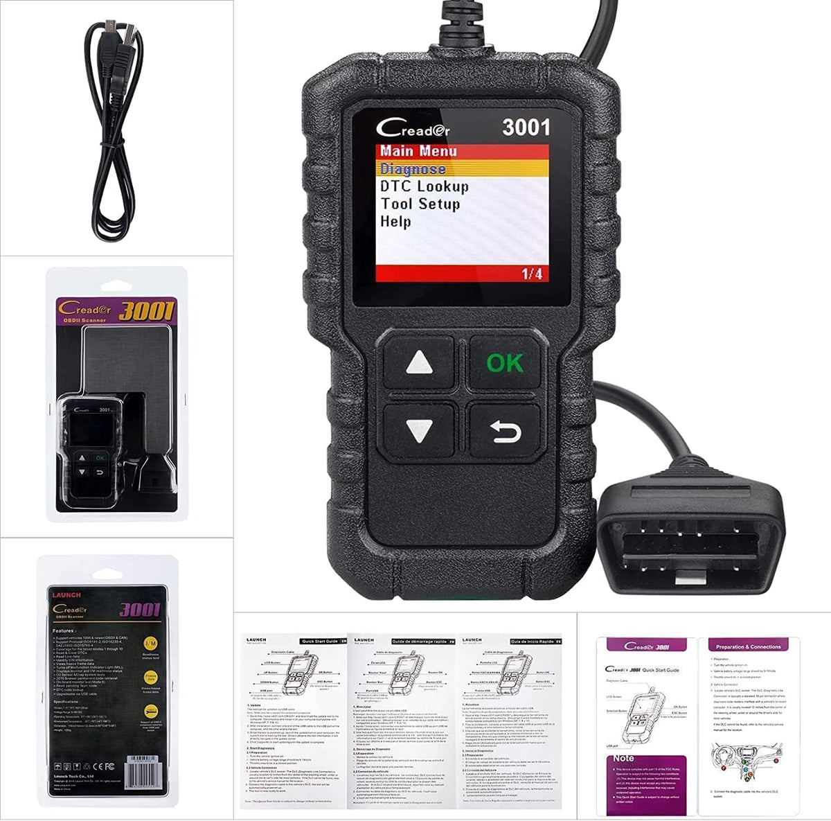 LAUNCH Creader 3001 OBD2 Scanner, Check Engine Code Reader, Lifetime Update
