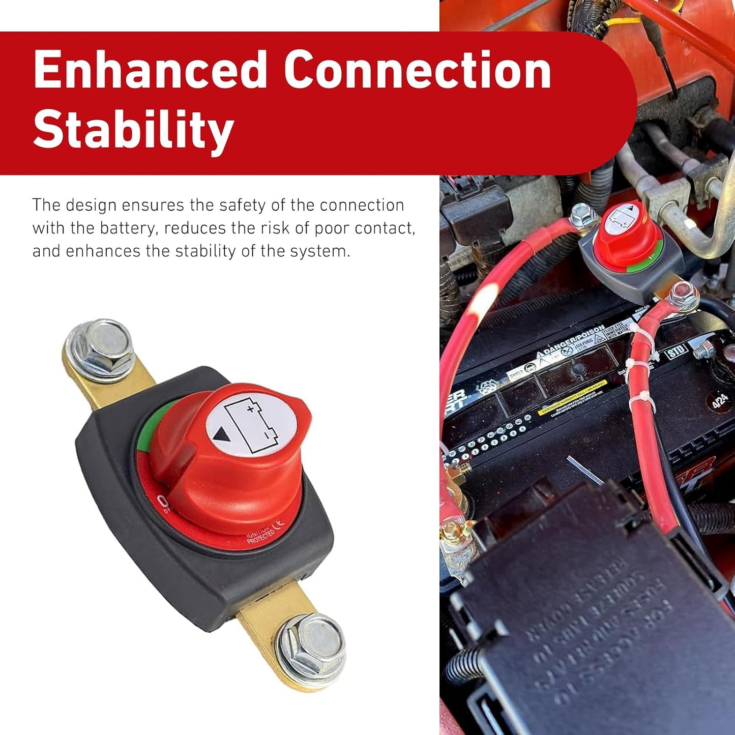 Side Post Battery Disconnect Switch, 275A 12V-48V Battery Cut Off Master Isolator, On/Off Power Kill Switch for Car Truck RV Boat Marine