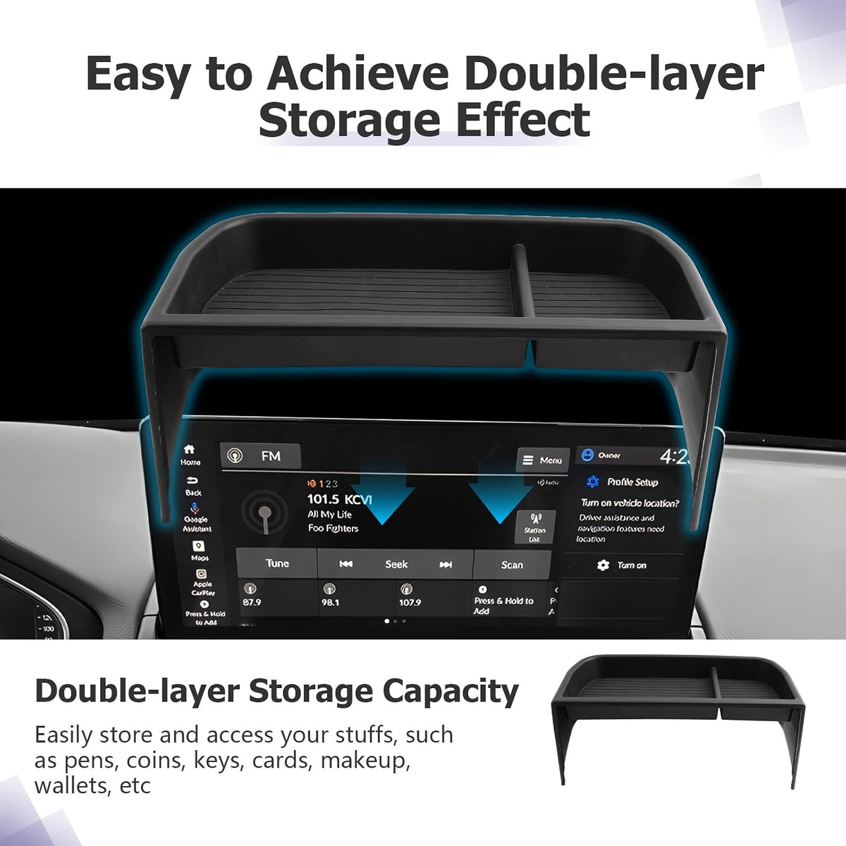 LUWU Dashboard Storage Tray Compatible with 2026 Honda Passport 12.3-inch Behind Screen Organizer Center Console Display Box Dash Tray Passport 2026 Accessories (Only for 12.3" Screen)