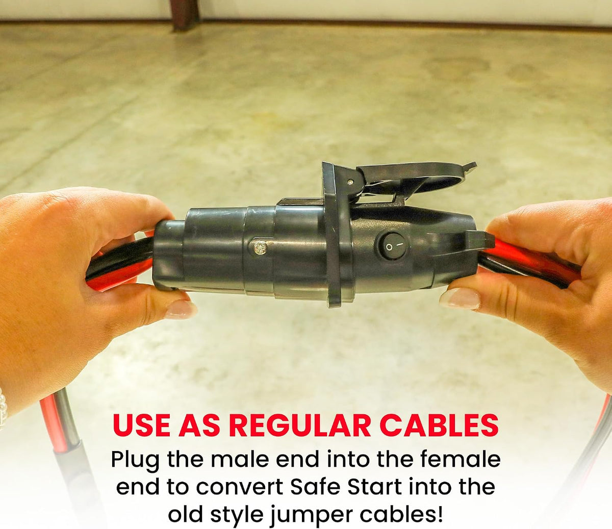 Safe Start Jumper Cable | Heavy Duty Jumper Cables for Trucks, SUV | Self Rescue Car Jump Starter | Quick Connect, Built-in Lights, Portable | Prioritizing Safety | 6 Gauge Wire, 12 Ft.