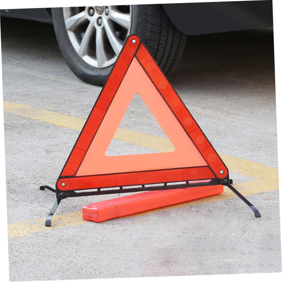 Homoyoyo Safety Warning Sign Foldable Emergency Triangle Reflector for Roadside Use Stable Design with Skid Base for Road Construction and Vehicle Maintenance