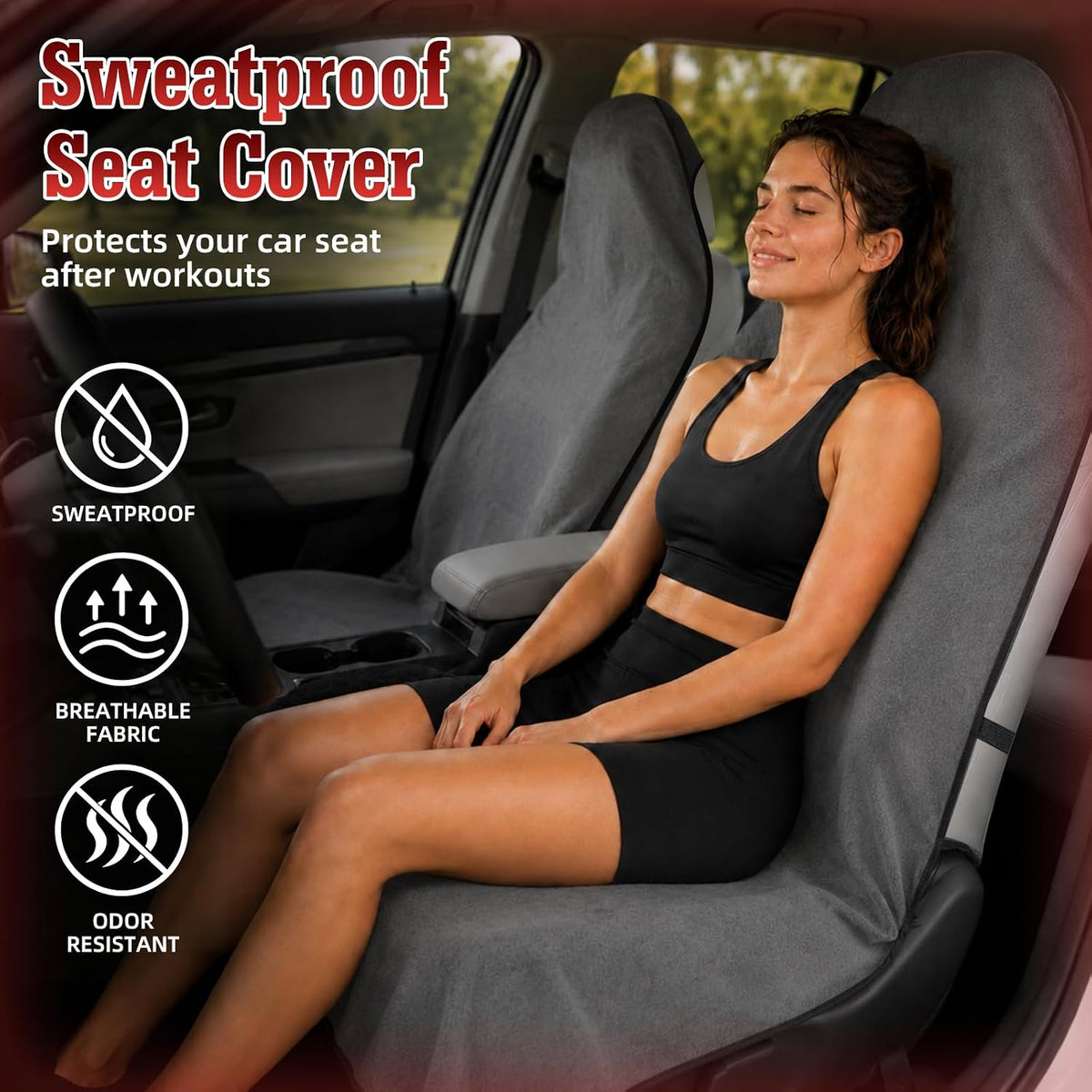 Towel Car Seat Covers for Sweat Protection, GRS Certified Recycled Microfiber Absorbent Front Seat Protector, Non-Slip Washable Universal Fit for Sedans SUV Minivans(2 Pack,Gray)