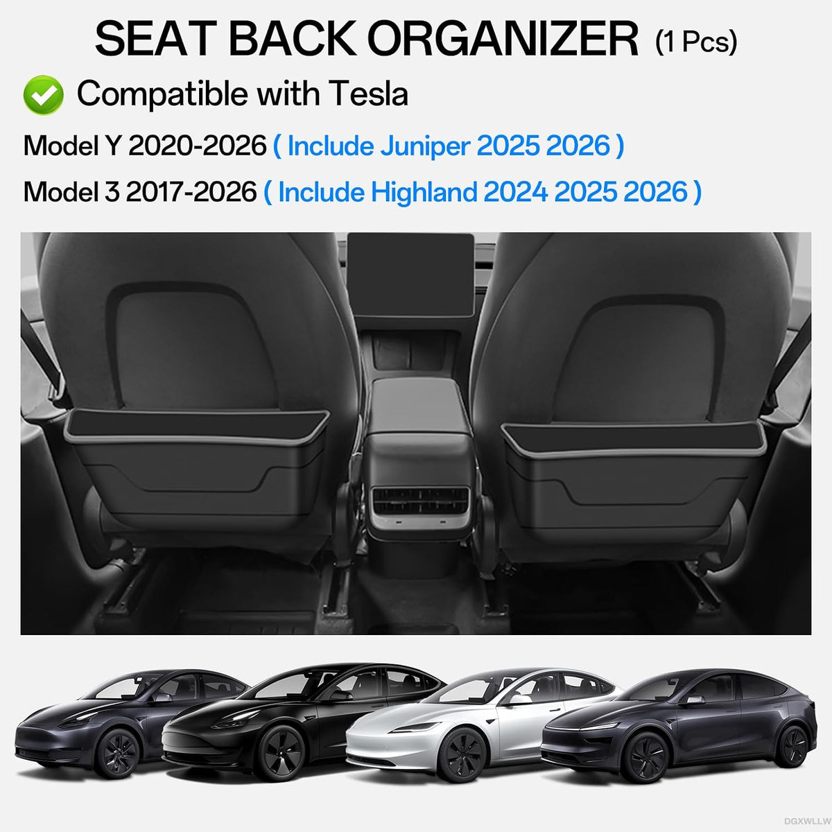Seat Back Organizer for Tesla Model Y Juniper Model 3 Highland